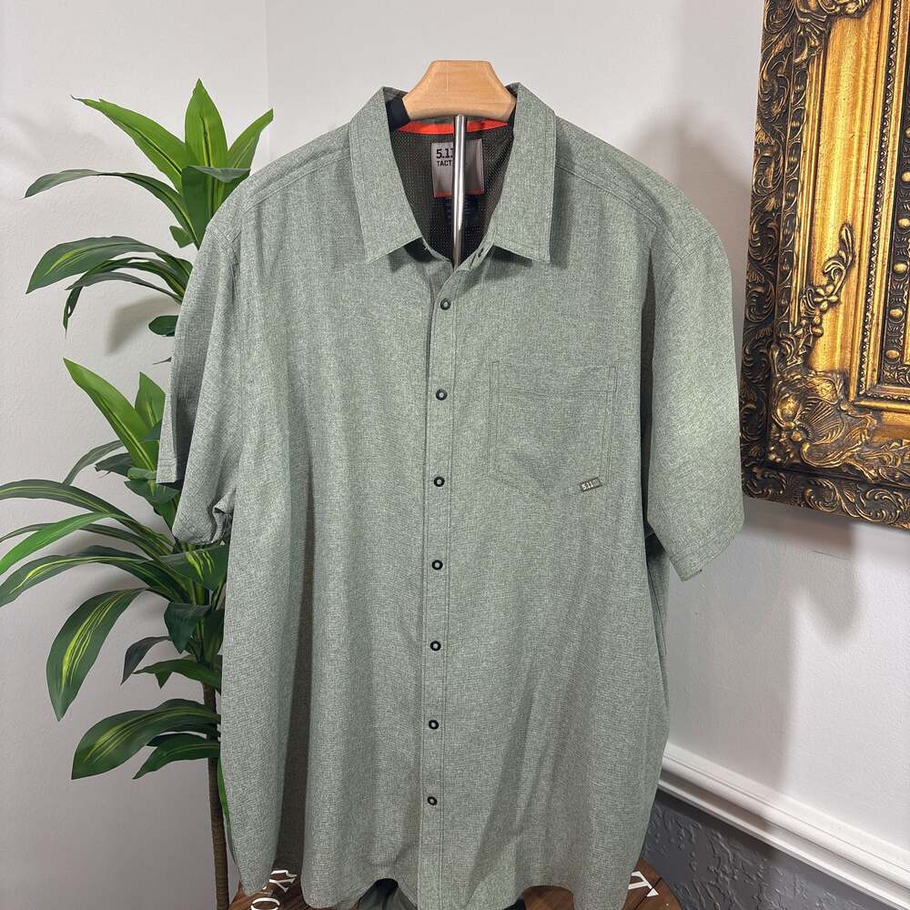 5.11 Tactical Series Men's Button-Up Lightweight Mesh Light Green Shirt Size XL